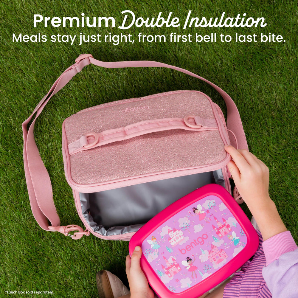 Bentgo adjustable strap detail providing comfy fit and hands-free carrying