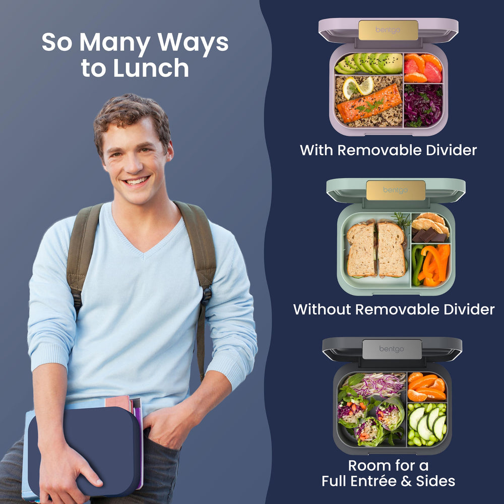 Bentgo divider detail demonstrating customizable compartments and portion control benefit