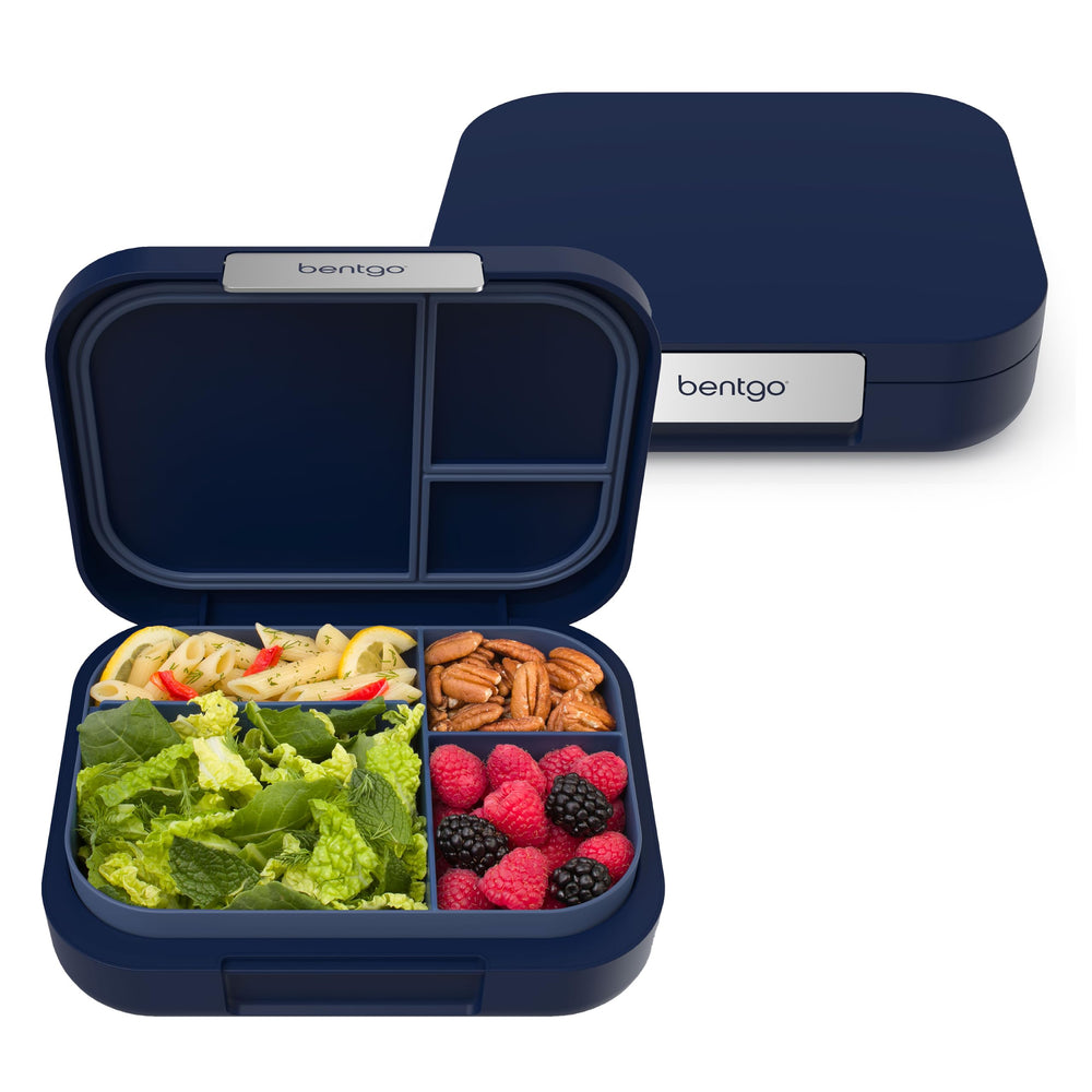Bentgo front view showing compact modern lunch box and secure seal benefit
