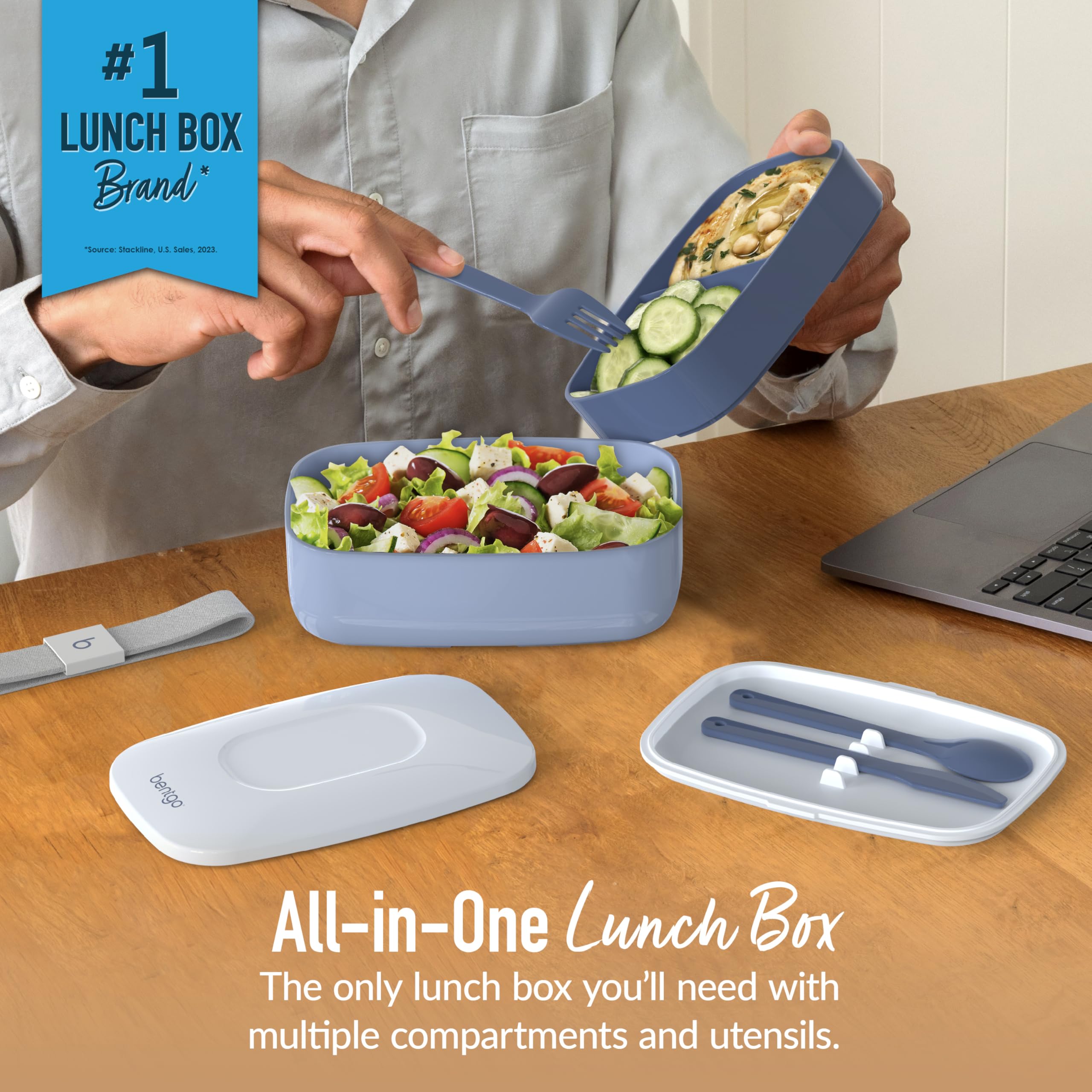 Bentgo open top showing three compartments for organized meals benefit