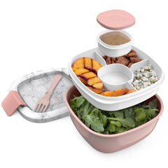 Bentgo front view showing airtight lid and secure locking clips for spill protection