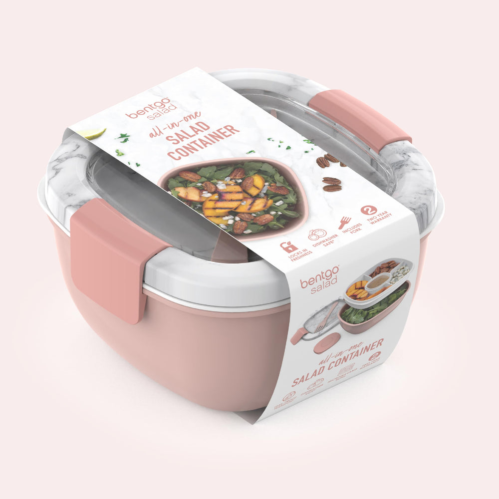 Bentgo salad at a desk setting illustrating portable healthy lunches on the go