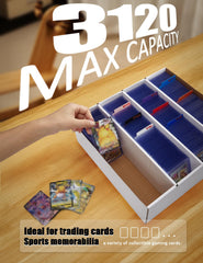 Bentoward ten dividers arranged in box for labeled, separated card stacks