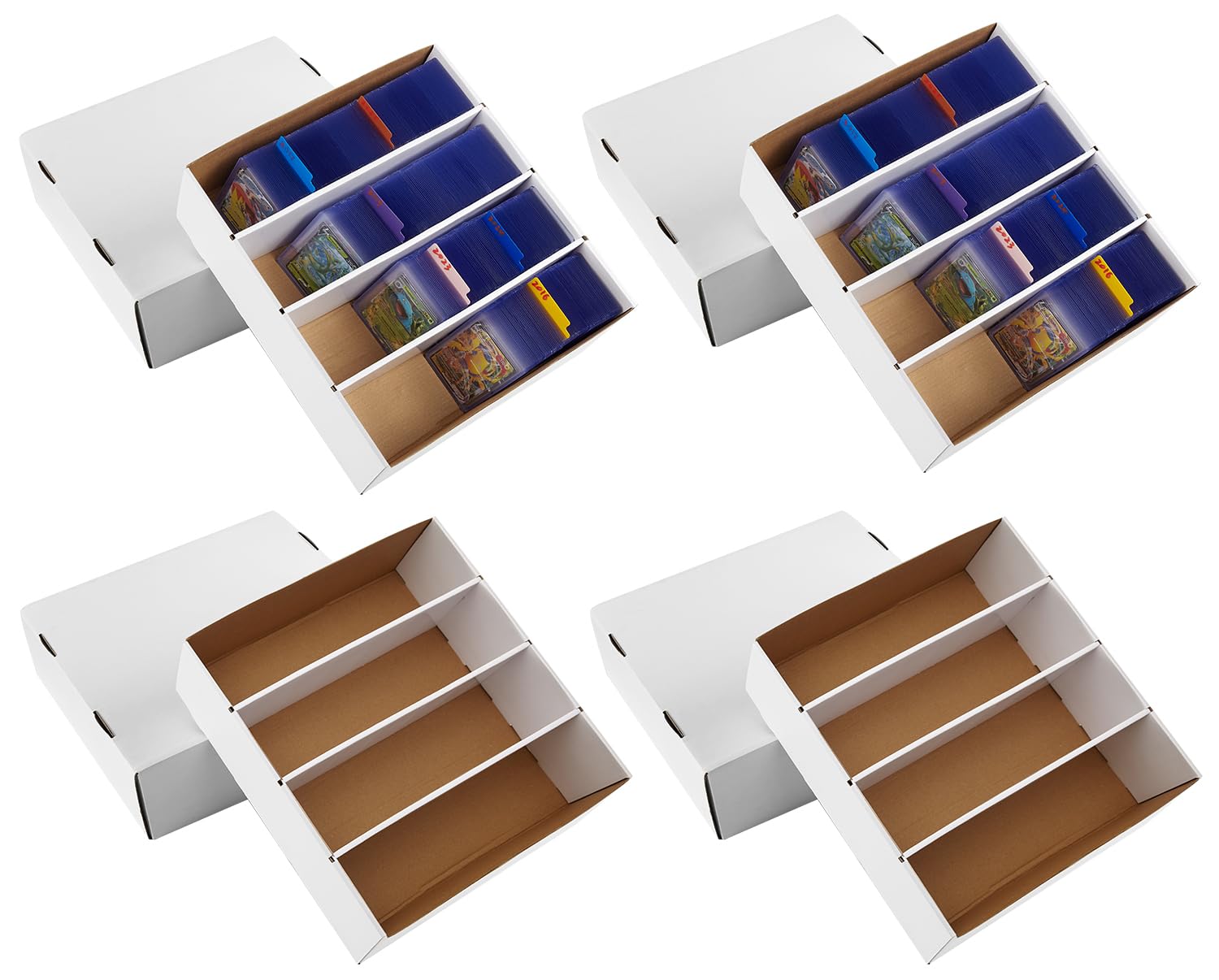 Bentoward front packaging showing four white card storage boxes and count