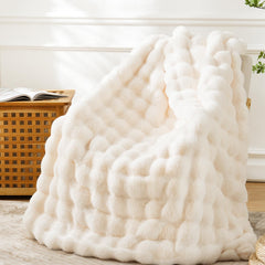 BENVWE front view throw in cream white showing full blanket benefits