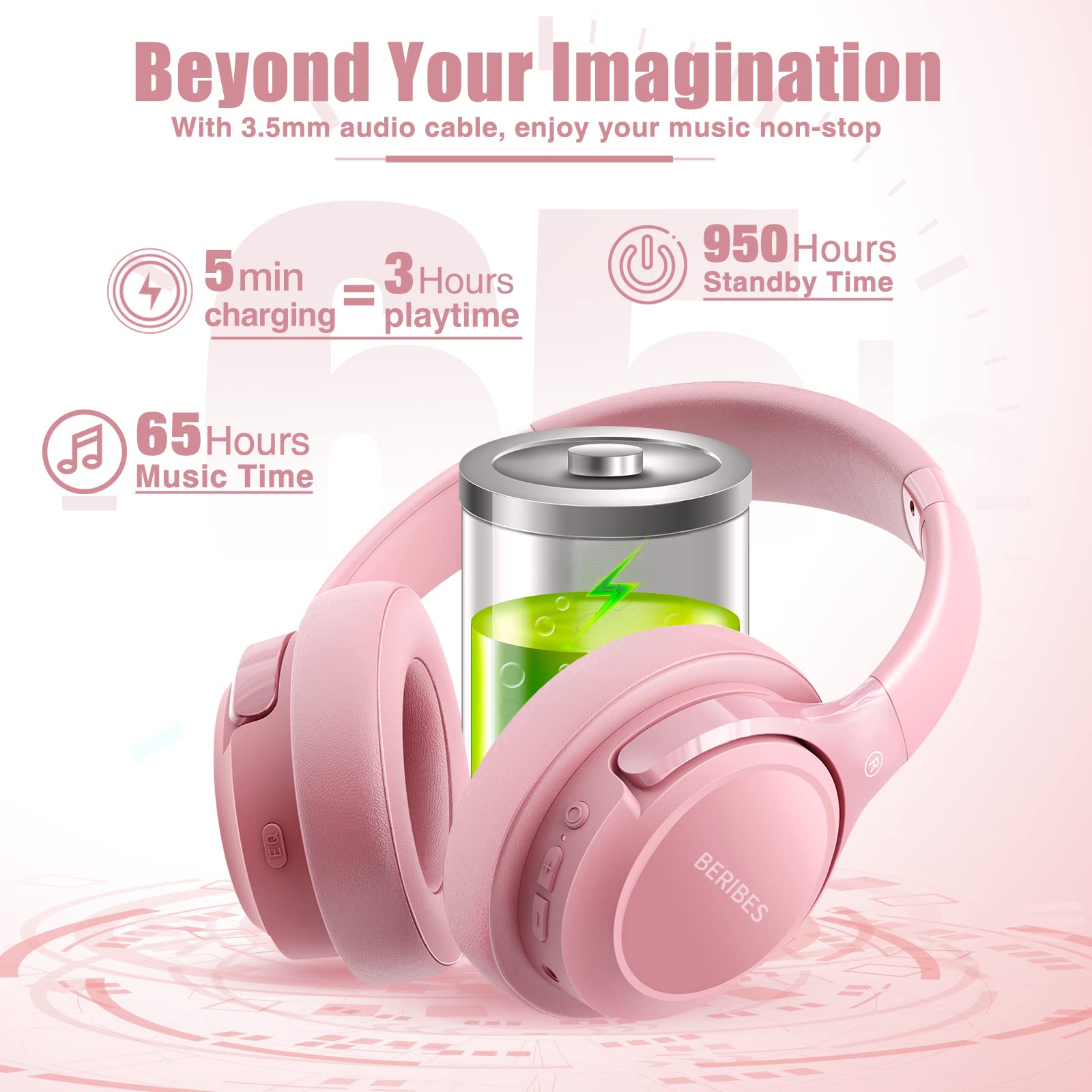 BERIBES folded headphones demonstrating compact travel-friendly convenience
