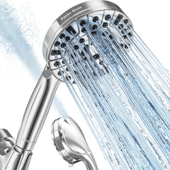 BESAQUO front-mounted shower head showing full spray coverage and stronger rinse