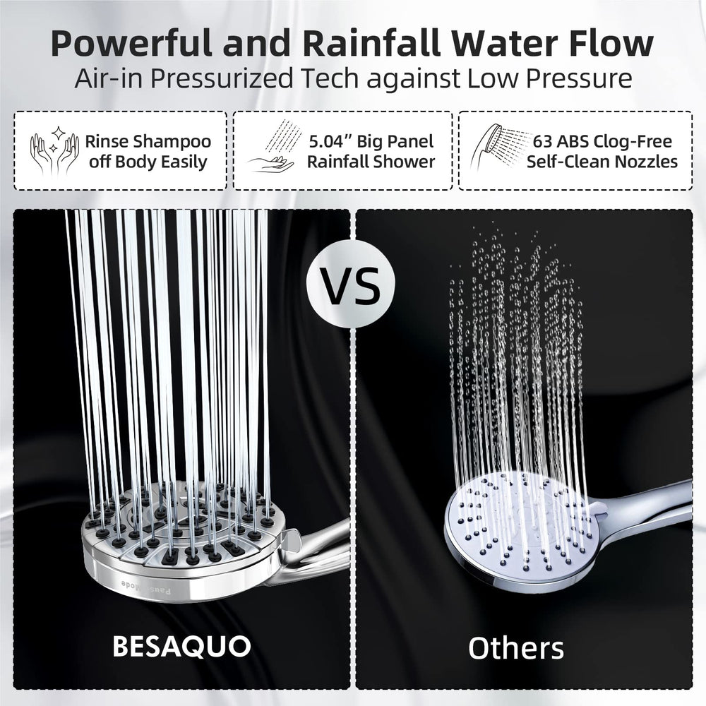 BESAQUO handheld shower in use delivering targeted massage and easy rinsing