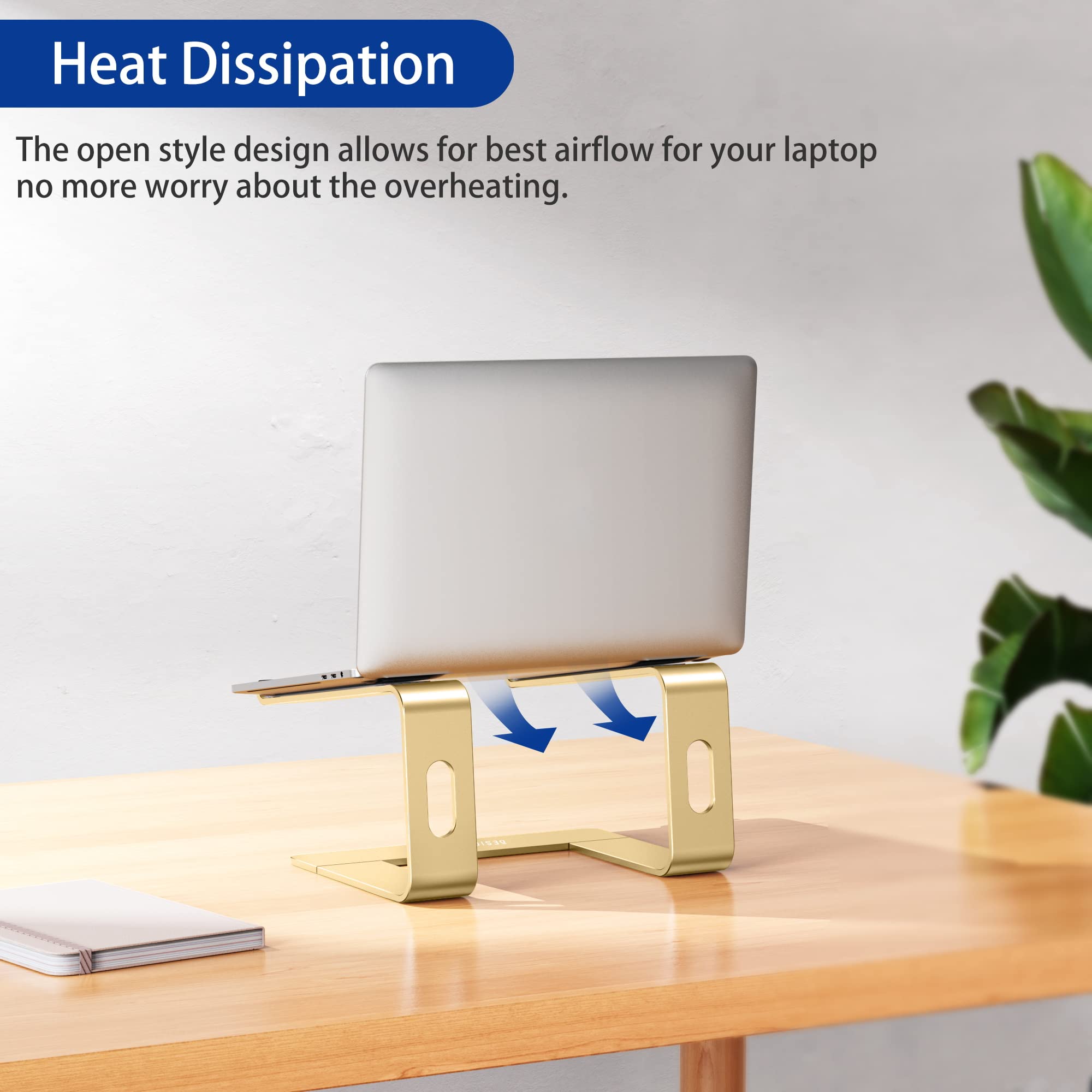 BESIGN LS03 with laptop mounted demonstrating stable support during use