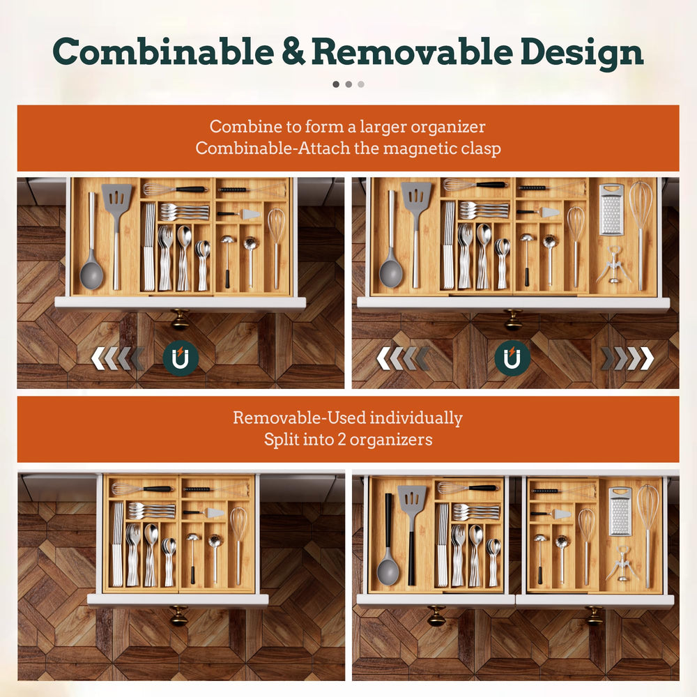 Besilord organizer compartments filled with forks knives spoons showing tidy separation benefit