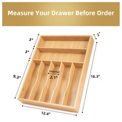 Besilord cutlery tray top-down display of seven compartments, helps sort forks knives spoons quickly