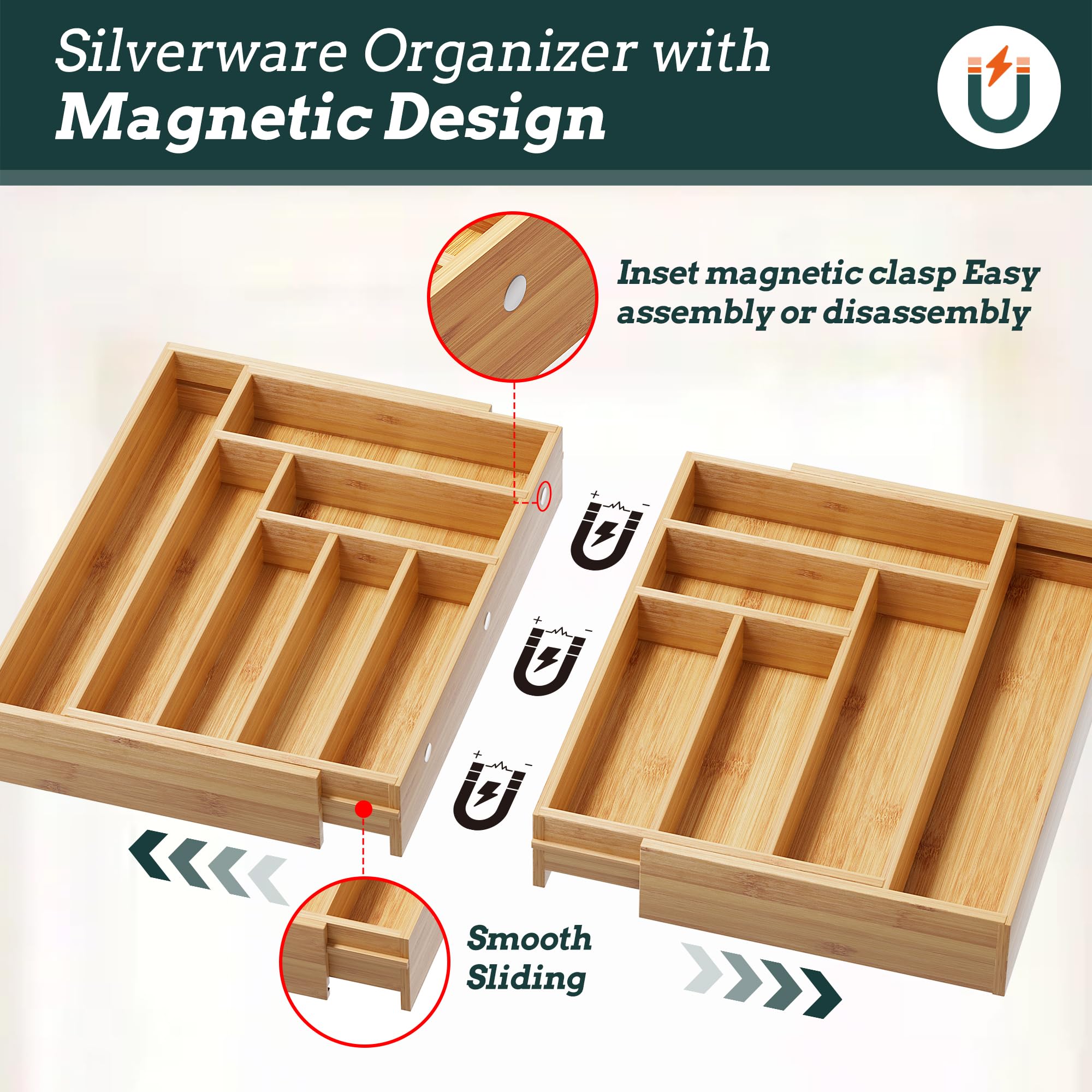 Besilord fully expanded organizer demonstrating maximum width and increased capacity benefit