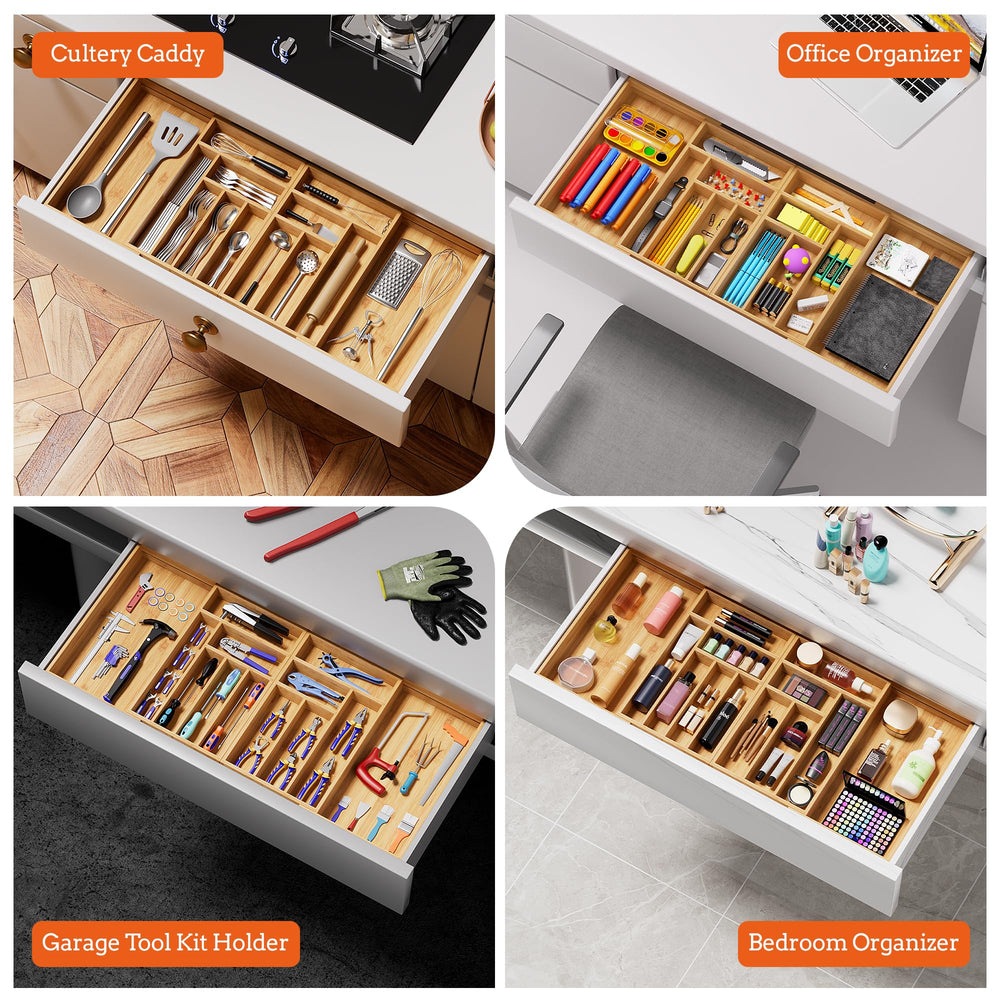 Besilord installed in a kitchen drawer in a lifestyle shot showing an organized cooking space benefit