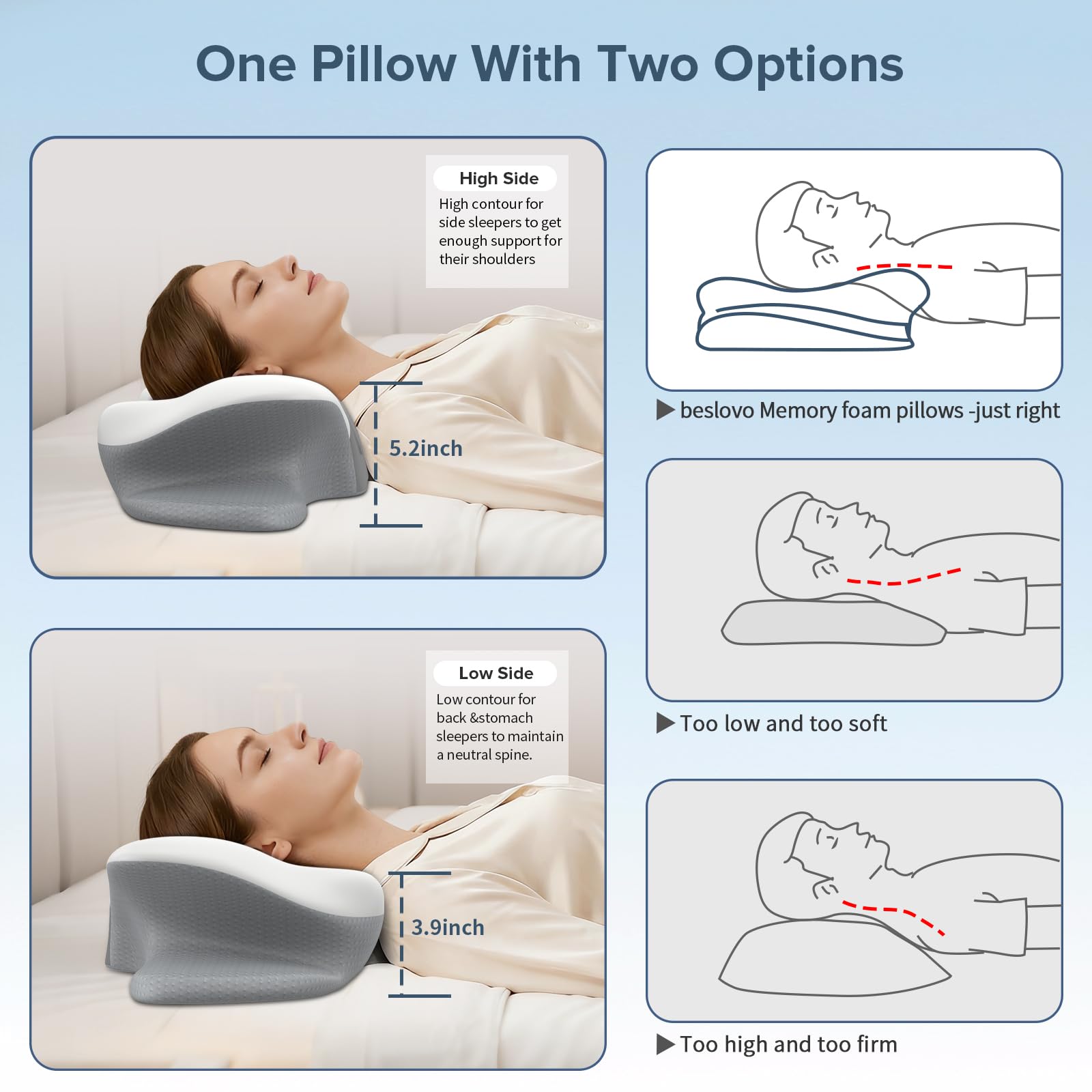 beslovo pillow on a bed in a lifestyle scene offering comfortable, cool night sleep