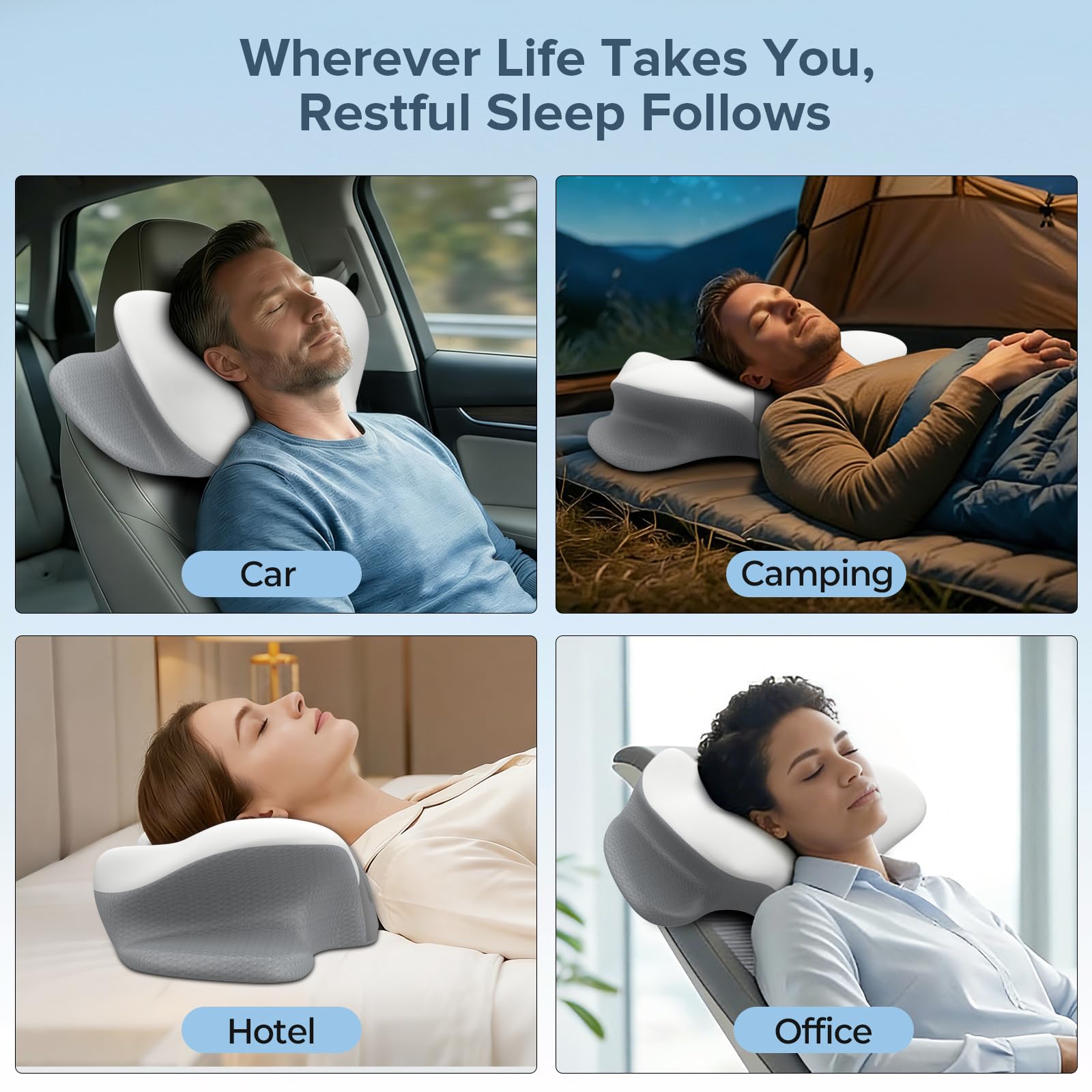 beslovo pillow packed in a travel bag highlighting compact support for trips