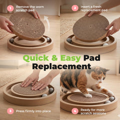 Best Pet Supplies refill installed in Catify Spin n' Scratch toy for quick replacement