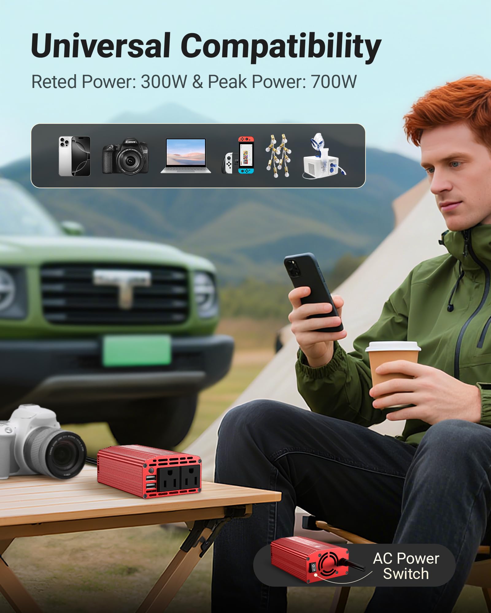 BESTEK powering a laptop in a car workstation to enable mobile productivity