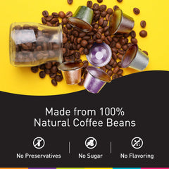 Bestpresso pods next to a measuring spoon showing portion size and convenience