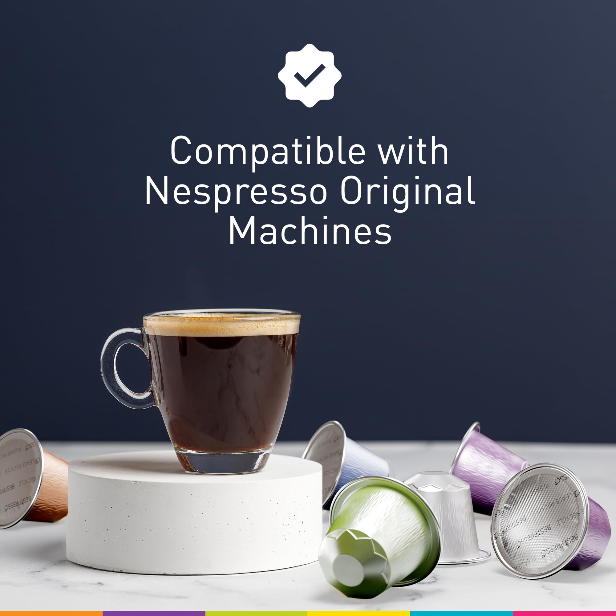 Bestpresso capsule beside a coin for size comparison to show portability and convenience benefit