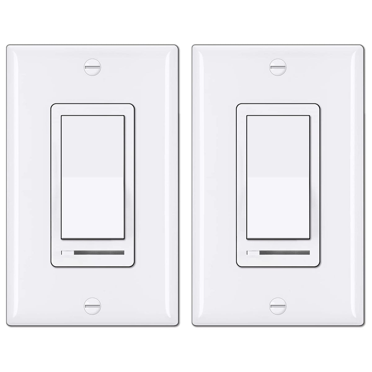BESTTEN front view of both packaged dimmers showing clean white finish and convenience