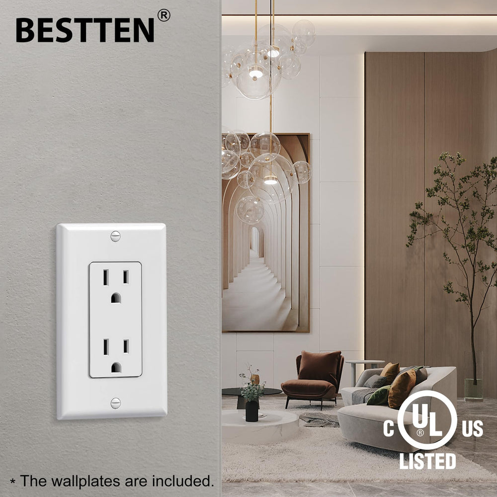 BESTTEN outlet beside tape measure showing compact size and easy replacement