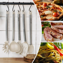 BESTZMWK utensils in use on stovetop protecting nonstick pan surfaces