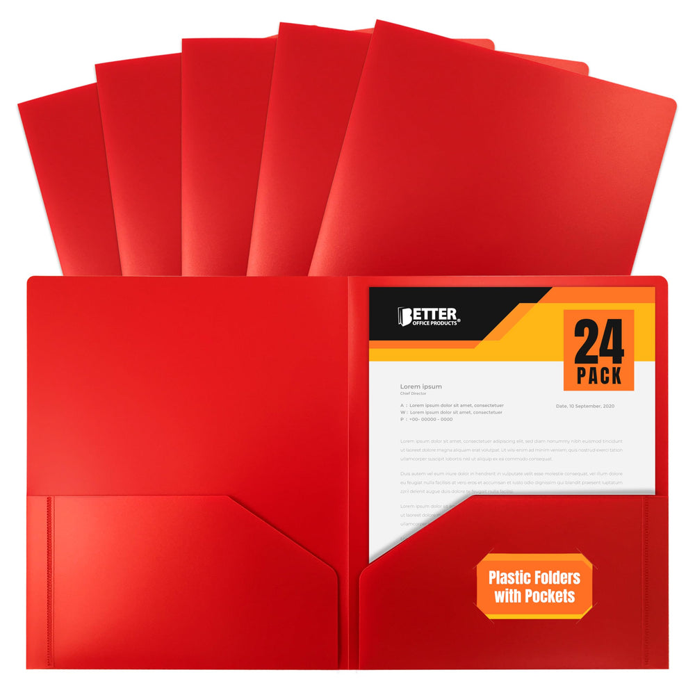 Better Office Products front view red folder showing cover and durability
