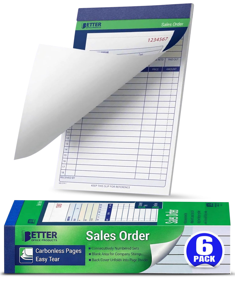 Better Office Products front cover view showing compact sales order book and branding benefit