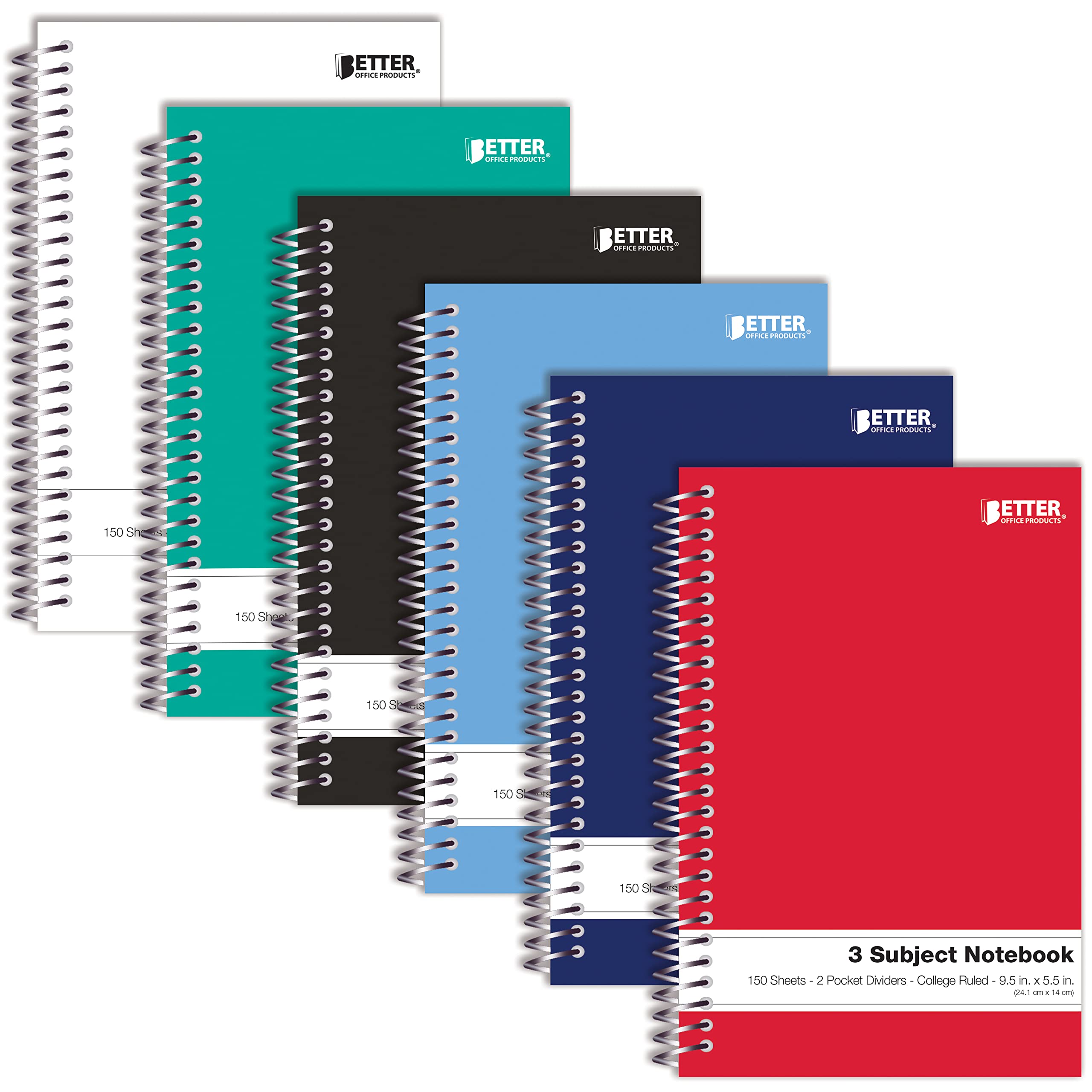 Better Office Products six assorted front covers showing color coding and durable protection