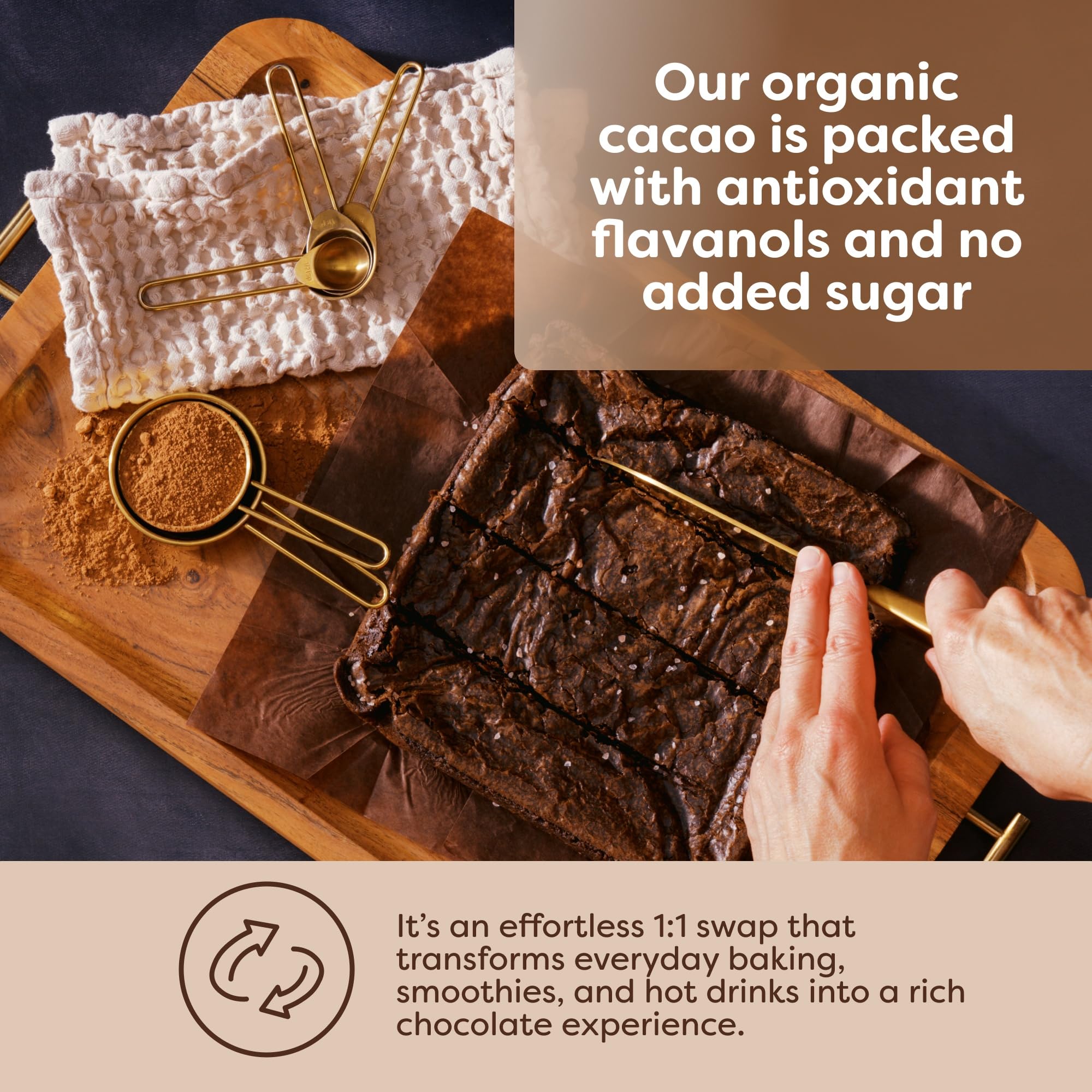 BetterBody Foods cacao powder close-up highlighting fine texture and rich color for recipes