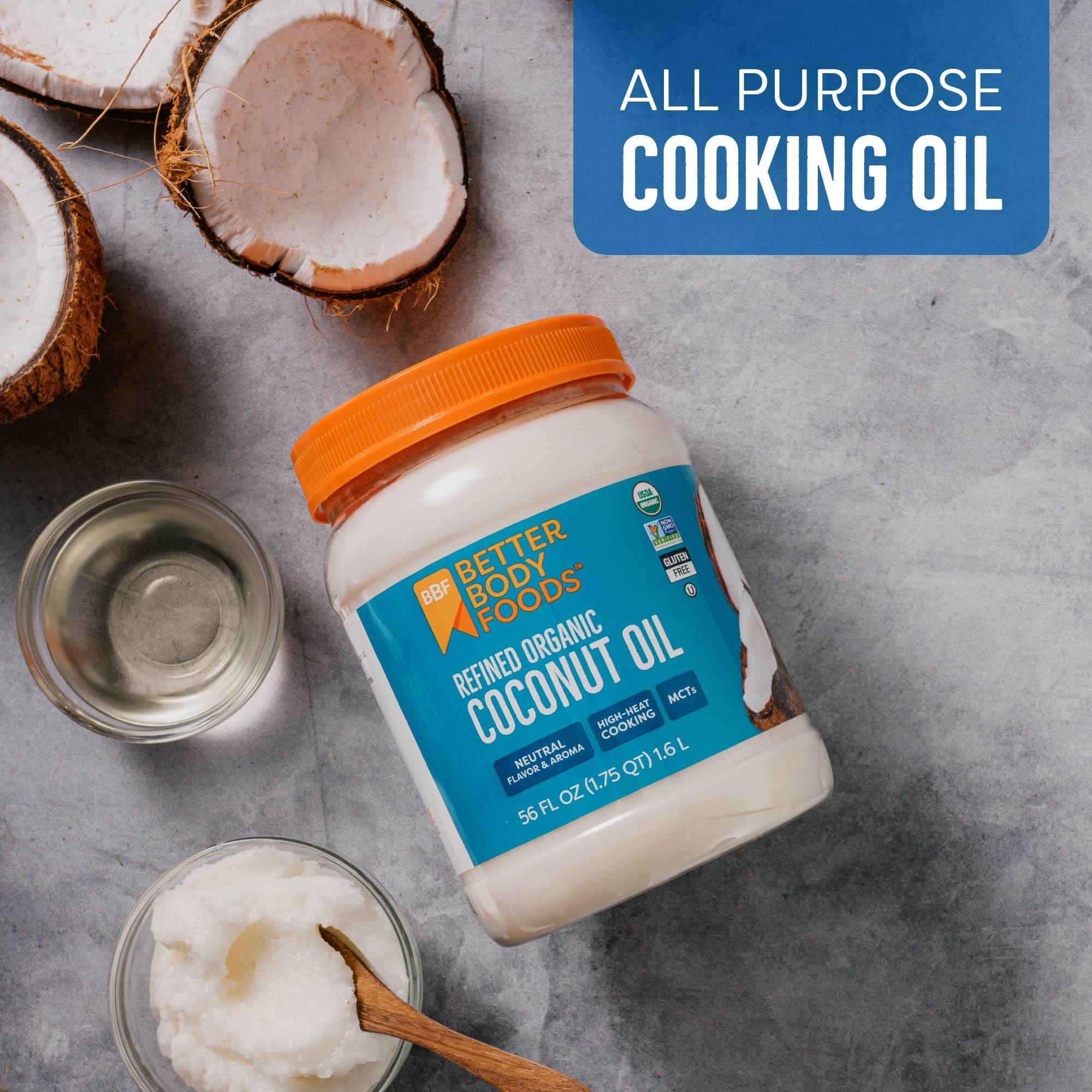 BetterBody Foods open jar texture showing smooth refined oil for versatile cooking