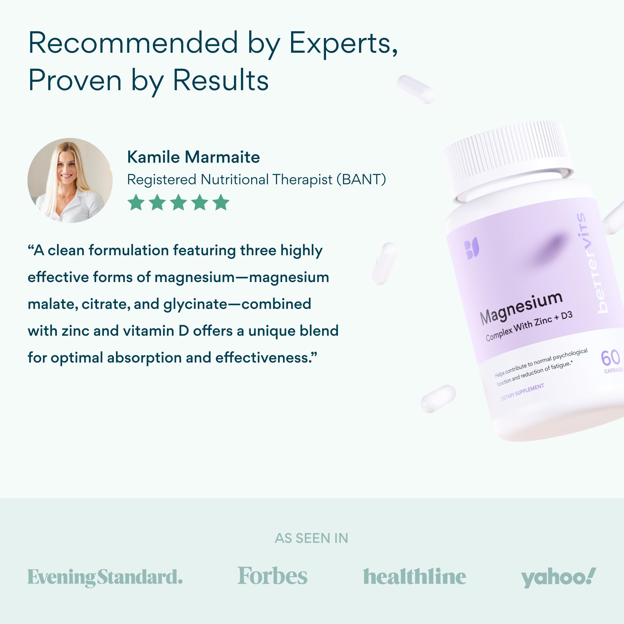 Bettervits bottle on bedside table suggesting evening routine and relaxation benefit