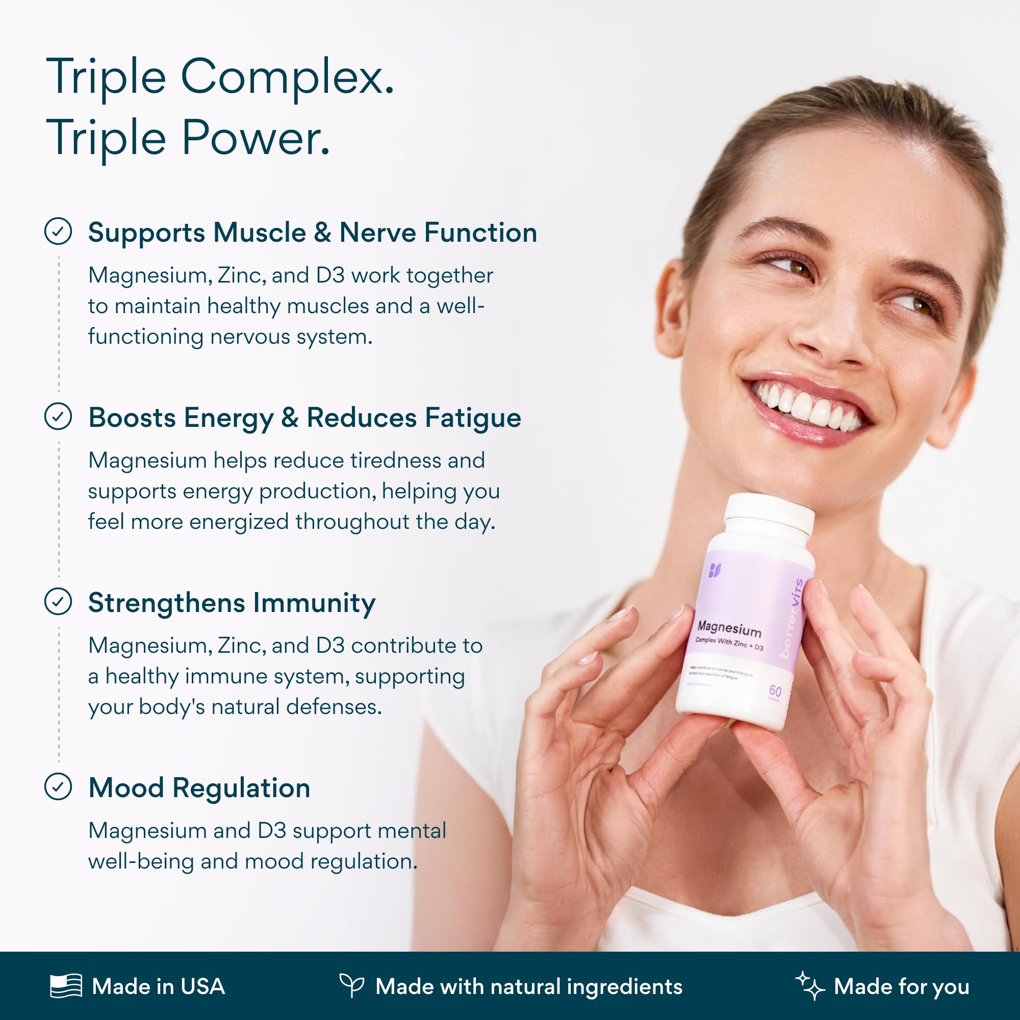 Bettervits ingredient label and powder texture emphasizing purity and clean formulation benefit