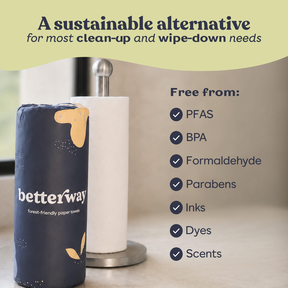 Betterway towel wiping a kitchen counter quickly and absorbently