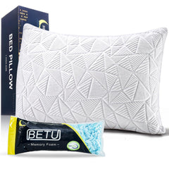 BETU front view of queen pillow showing full size and neat cover for better sleep