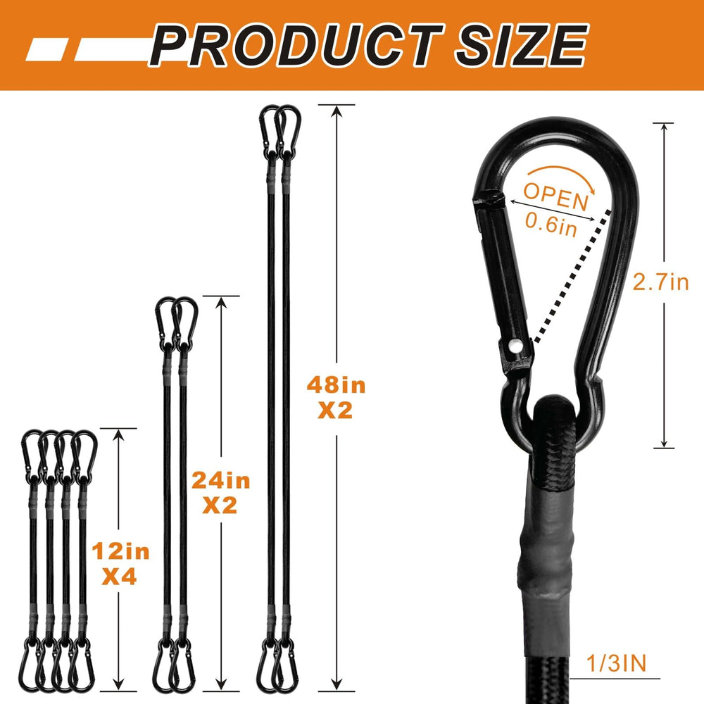 BEXSLE securing bike luggage with bungee cords showing stable transport and easy attachment