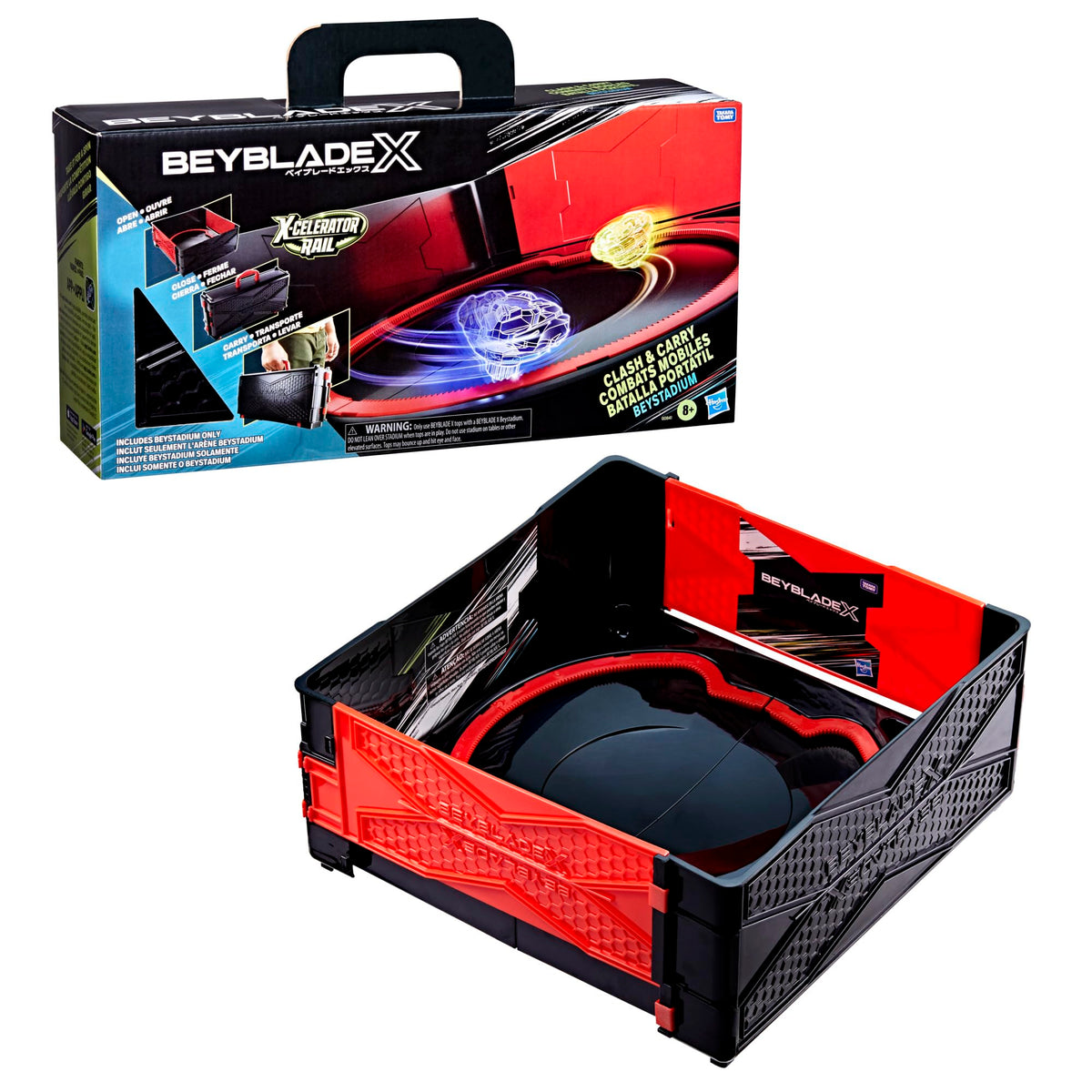 Beyblade branded packaging showing product and benefits