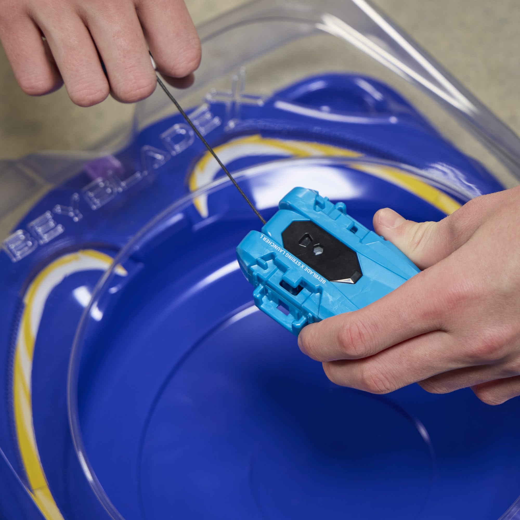 Beyblade Cobalt Dragoon held in hand showing size and easy handling