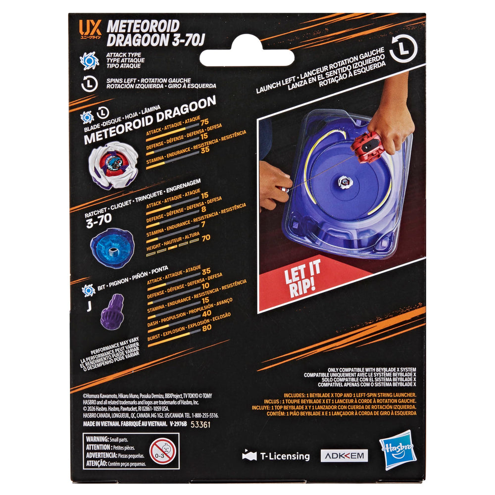 Beyblade Meteoroid Dragoon close-up of metal detail emphasizing durability