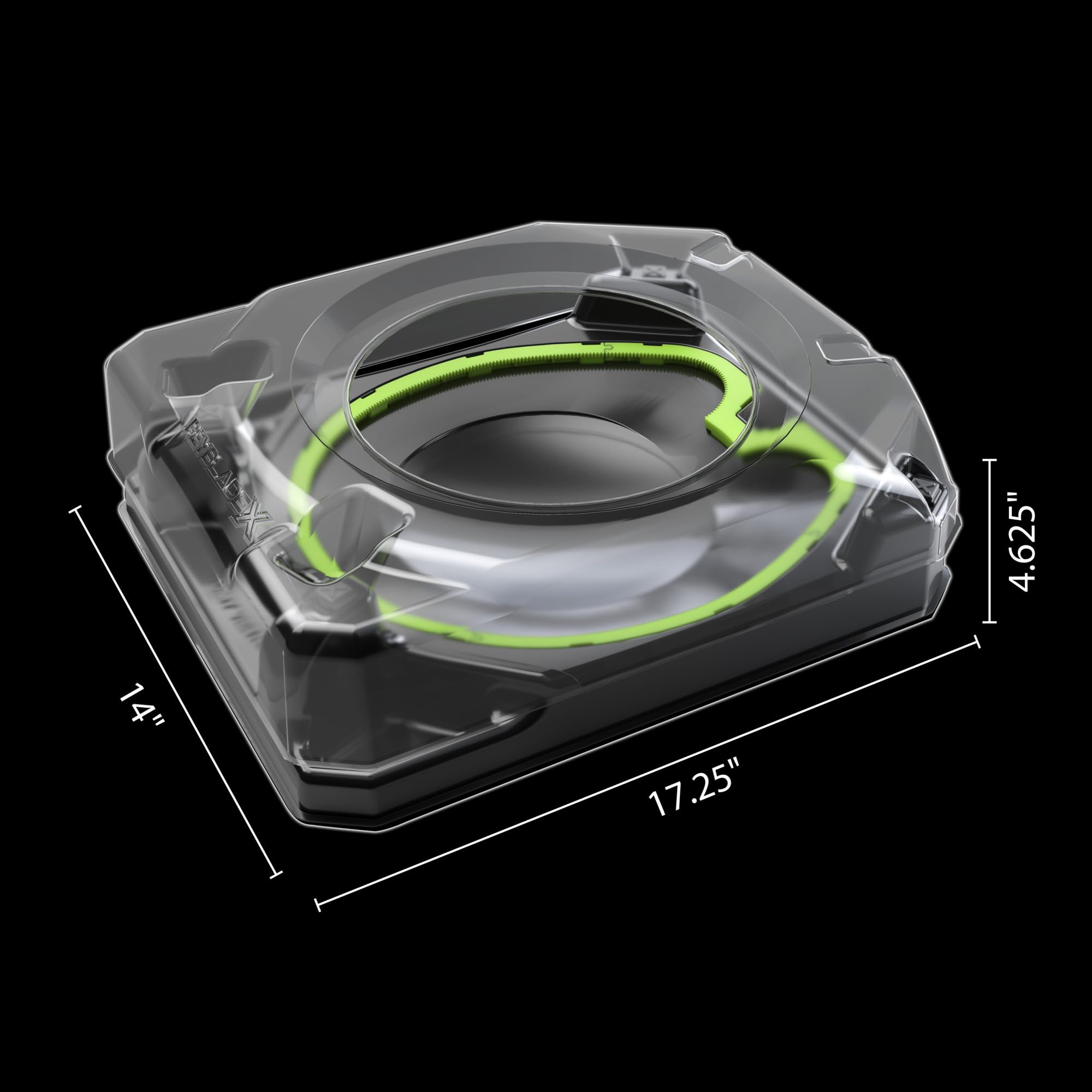 Beyblade X scale comparison showing stadium size relative to tabletop for space planning