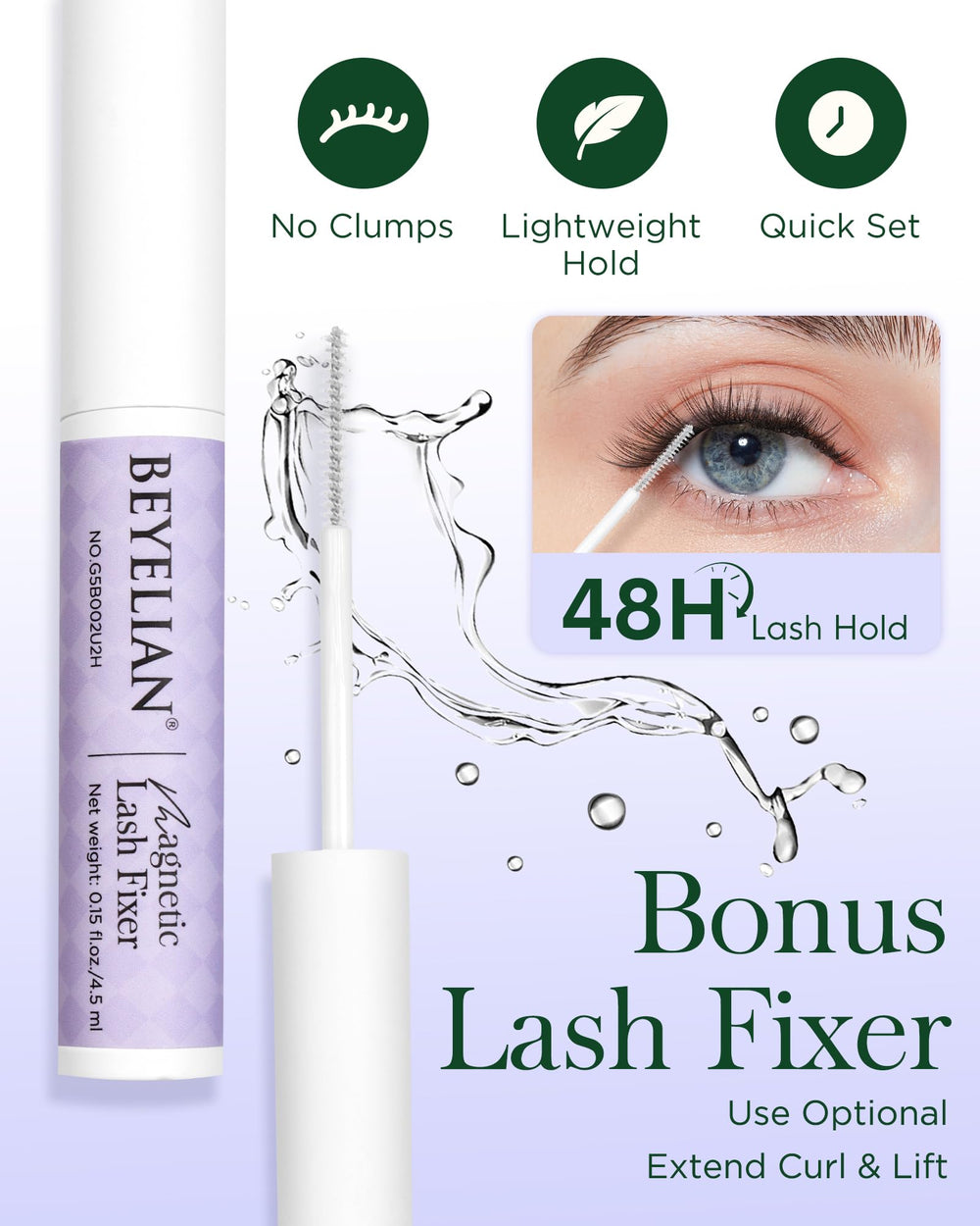 BEYELIAN application step with applicator aligning lashes for quick results
