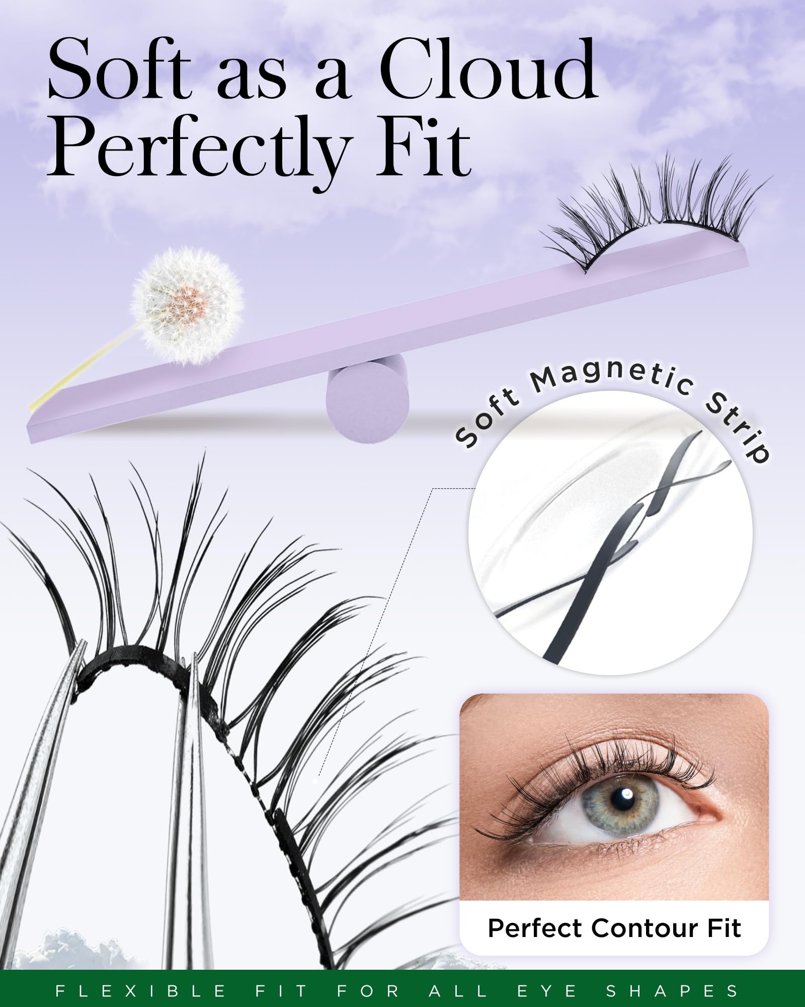 BEYELIAN lash band closeup showing soft magnetic strip for comfortable wear