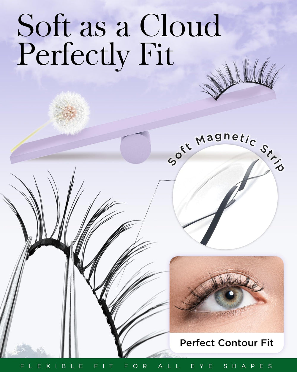 BEYELIAN lash band closeup showing soft magnetic strip for comfortable wear