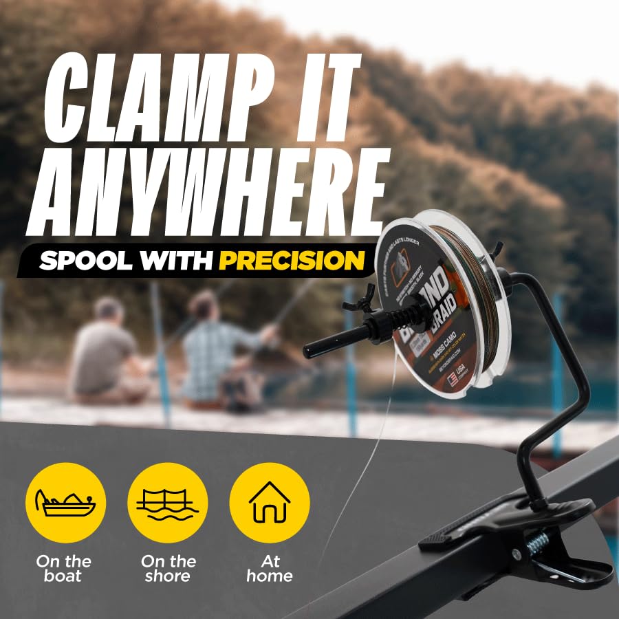 Beyond Braid spooler beside fishing reel showing scale and compatibility