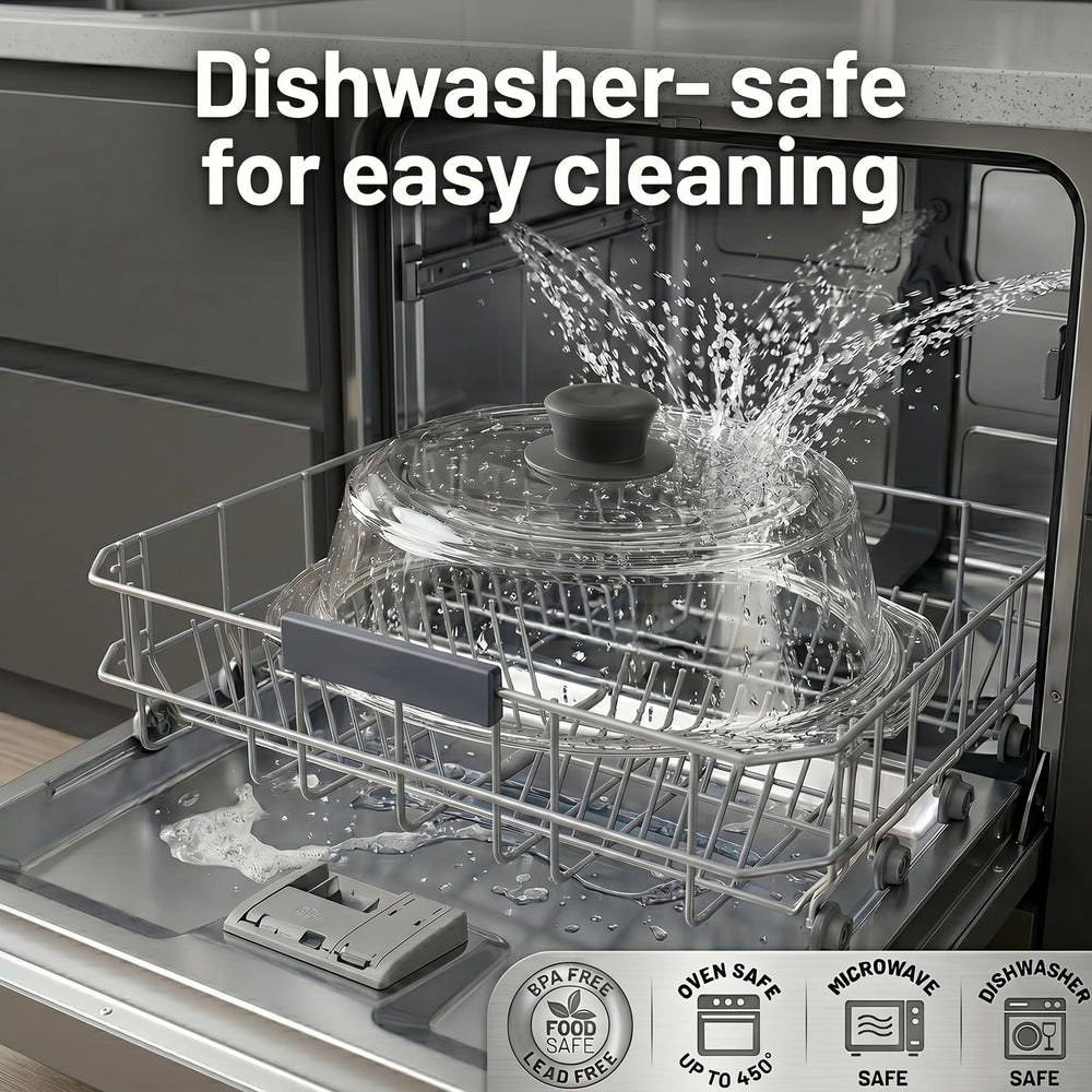 Bezrat cover placed in dishwasher rack showing easy cleaning benefit