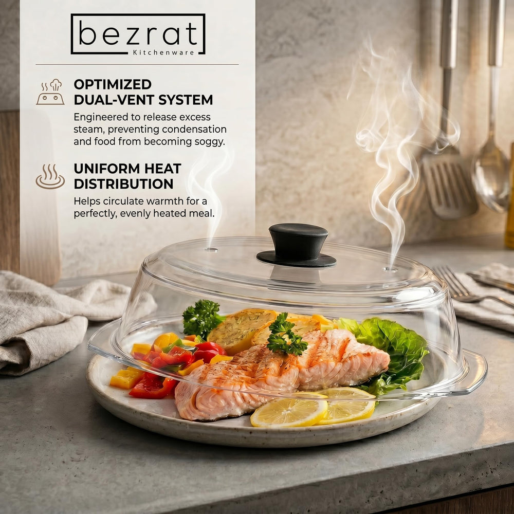 Bezrat clear glass over plate showing visibility to monitor food benefit