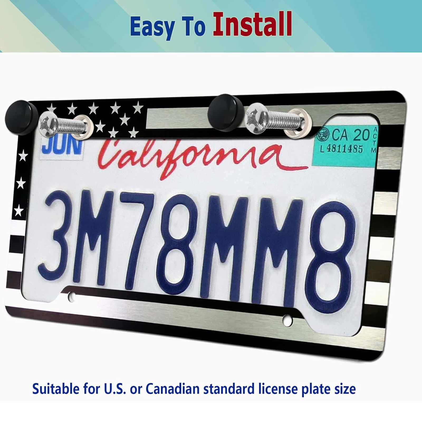 BGGTMO installed front license plate demonstrating slim fit and legal visibility