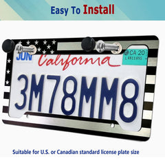 BGGTMO installed front license plate demonstrating slim fit and legal visibility