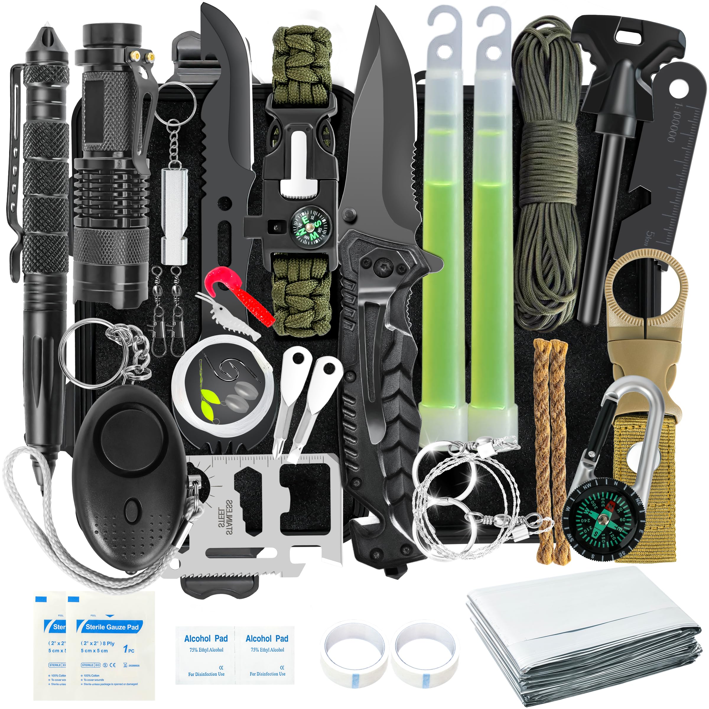 BHYTAKI survival kit front view showing compact pouch and organized layout for easy grab-and-go