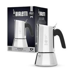 Bialetti Venus contoured handle detail demonstrating ergonomic grip for comfortable pouring